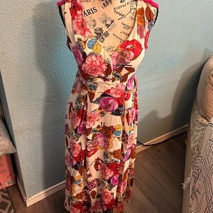 FLORAL maxi dress, with paded bra, smocked!!!